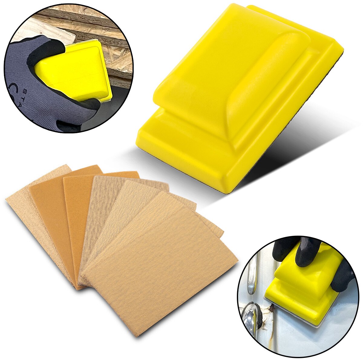 STAHLWERK hand sanding block set with P80 | P100 | P120 | P150 | P180 | P240 | P320 grit sanding block | Abrasive sponge | Hand sander made of PU foam with Velcro abrasive 70 x 115 mm