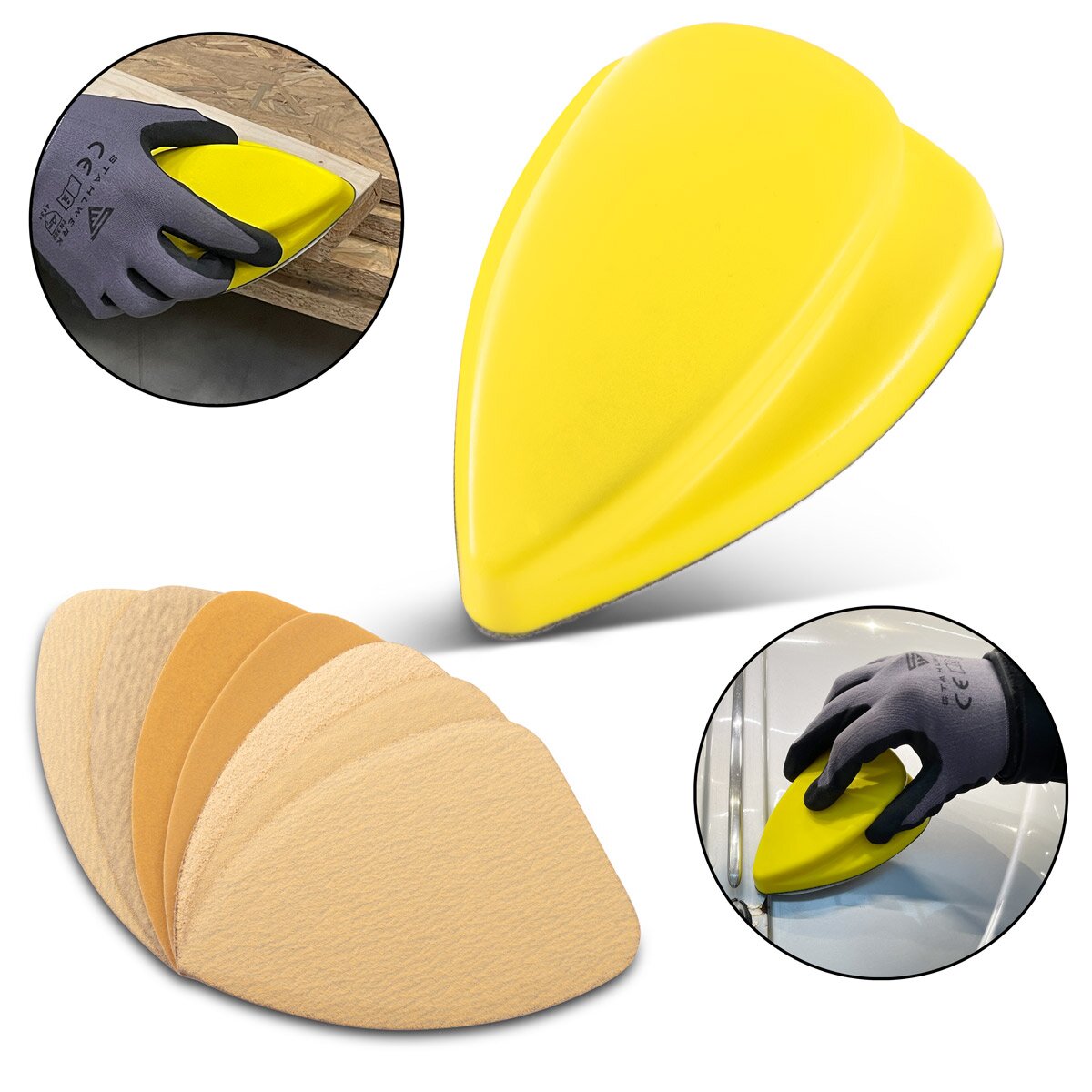 STAHLWERK hand sanding block set with P80 | P100 | P120 | P150 | P180 | P240 | P320 grit sanding block | Abrasive sponge | Hand sander made of PU foam with Velcro abrasive 98 x 140 mm