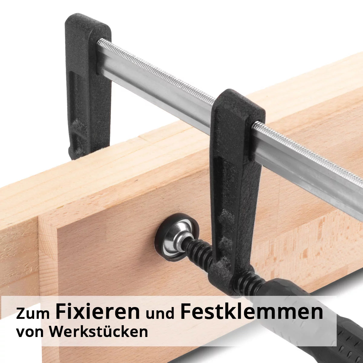 STAHLWERK Schraubzwinge 80x200 mm | kraftvolle Klemmzwinge aus Stahl und Kunststoff | F-Zwinge zum Fixieren von Werkstücken |stabile Zwinge mit Spannweite 200 mm, Spanntiefe 80 mm