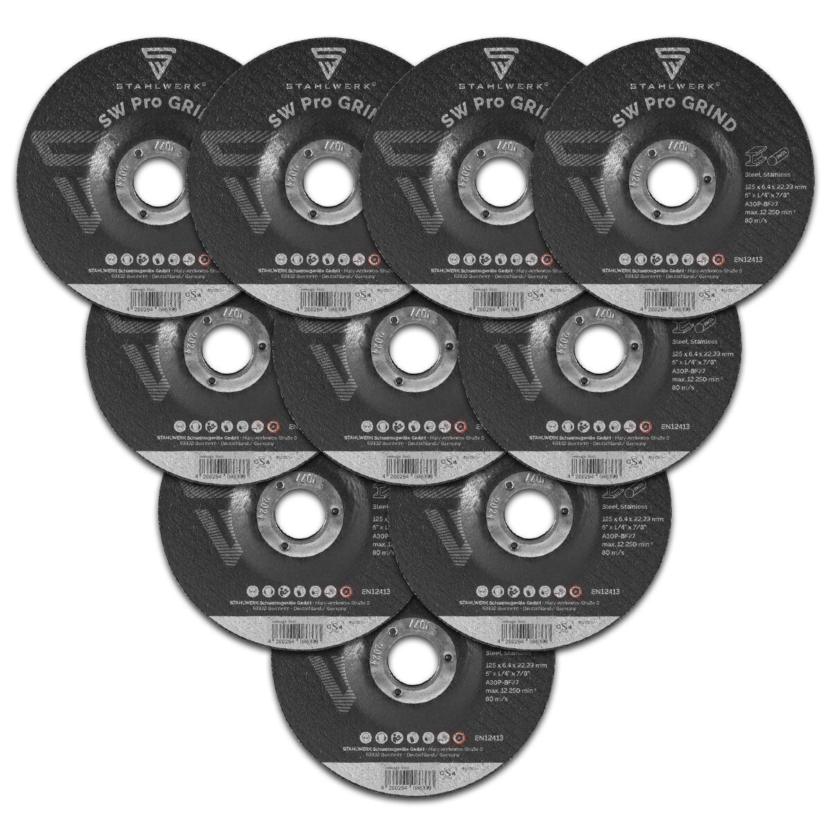 STAHLWERK disco abrasivo/disco abrasivo SW Pro Grind Ø 125 mm, 10 unidades