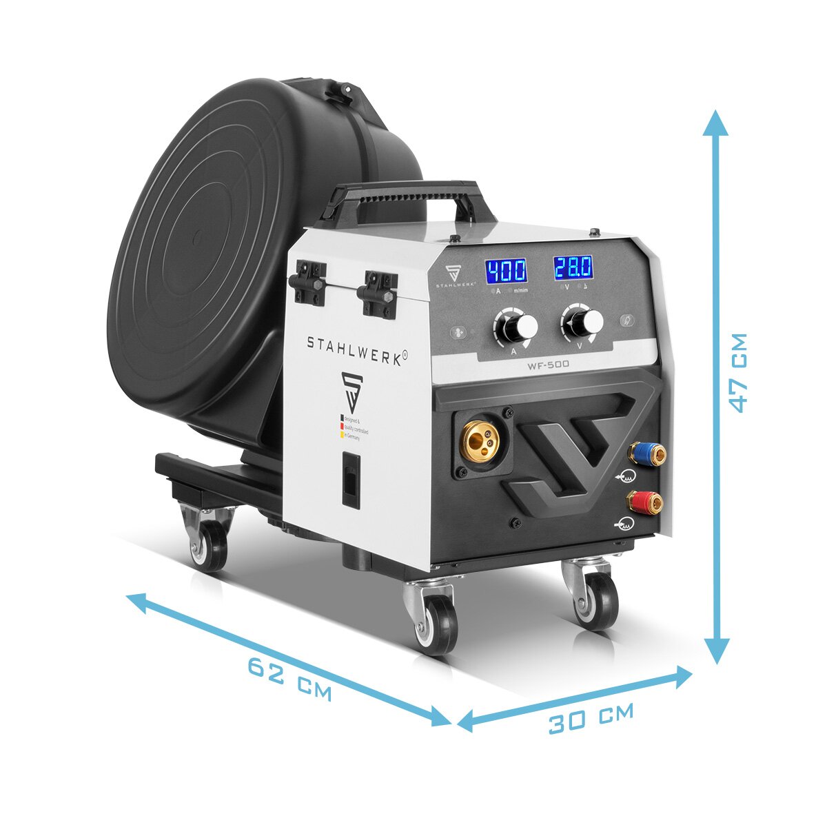STAHLWERK welding machine MIG MAG 400 Pro fully equipped fully synergic, water-cooled IGBT inverter with 400 A and pulse function 3-in-1 combination welding system MIG MAG | MMA | Lift TIG