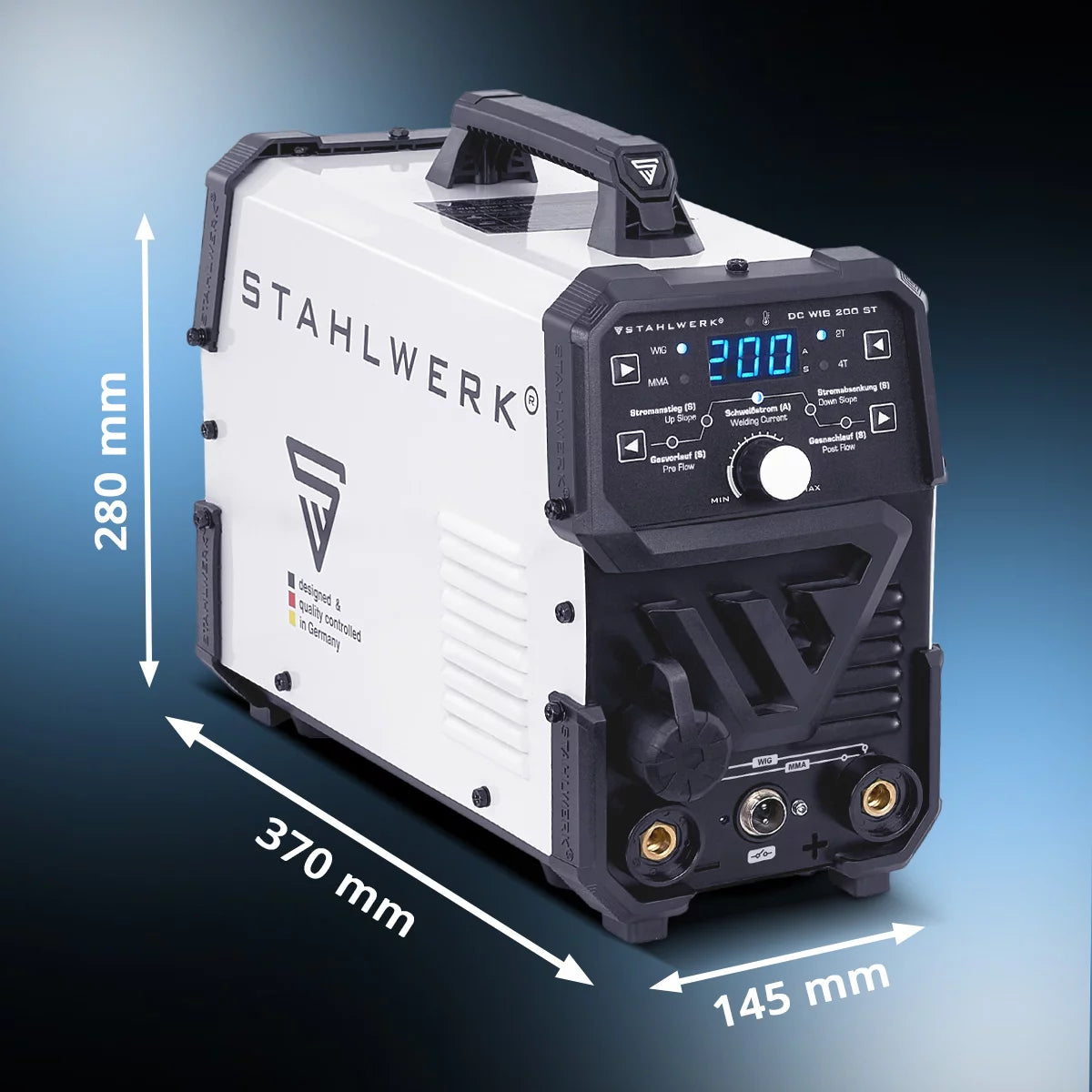 STAHLWERK DC TIG 200 ST | Saldatrice combinata 2 in 1 | TIGMMA | 200 ampere | Accensione HF, hot start, anti-stick | Per acciaio, acciaio inox, rame, ottone | Non adatto per l'alluminio