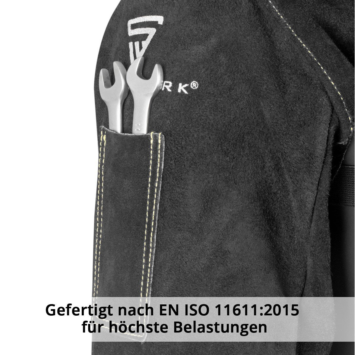 Manguitos de soldadura STAHLWERK | Guanteletes de soldador | | Protección del brazo de soldadura | Ropa de protección para soldar con correas de cuero serraje de alta calidad para soldadura y corte por plasma