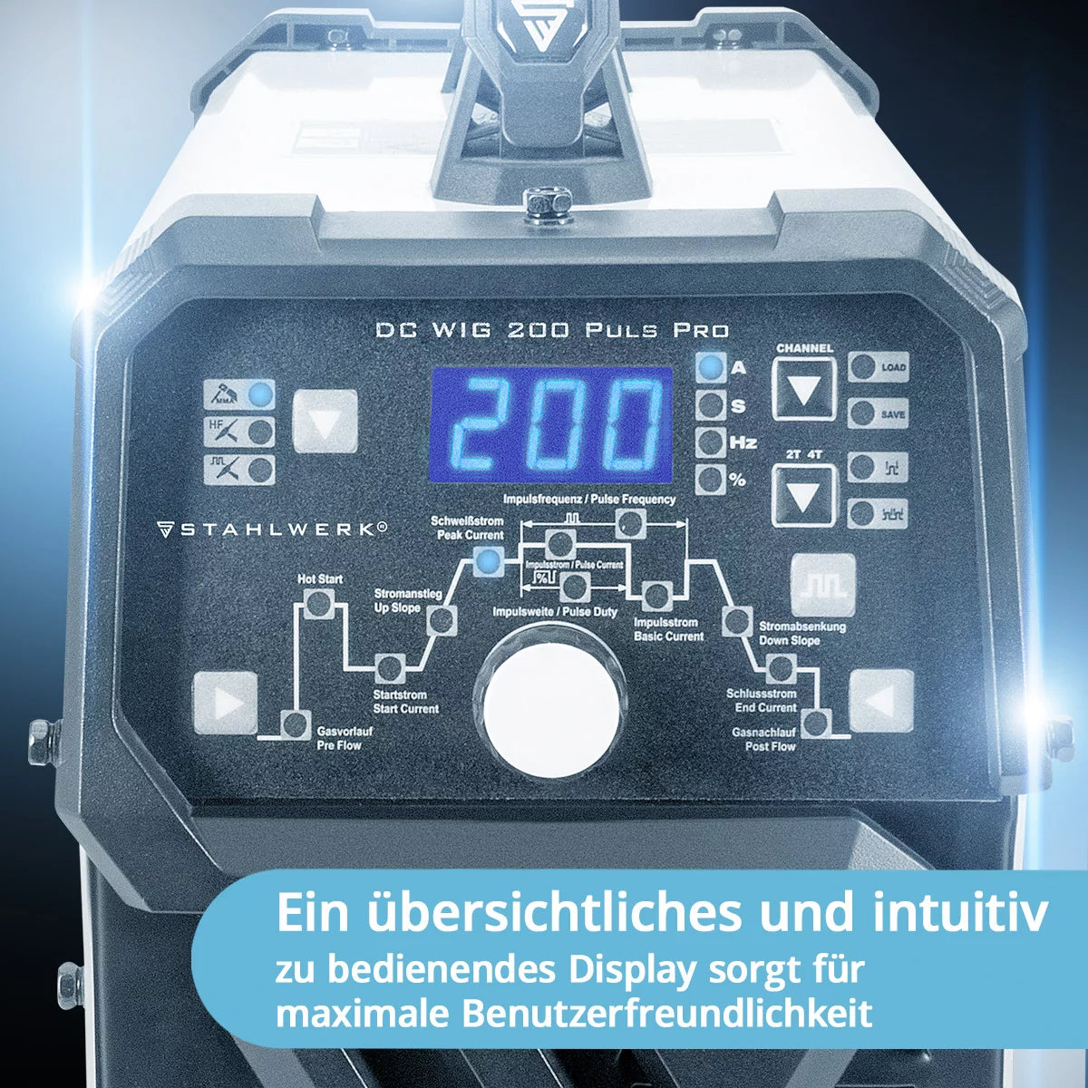 STAHLWERK DC TIG 200 Puls Pro fully equipped - digital professional TIG welding machine with MMA electric hand and pulse function, suitable for thin sheet metal