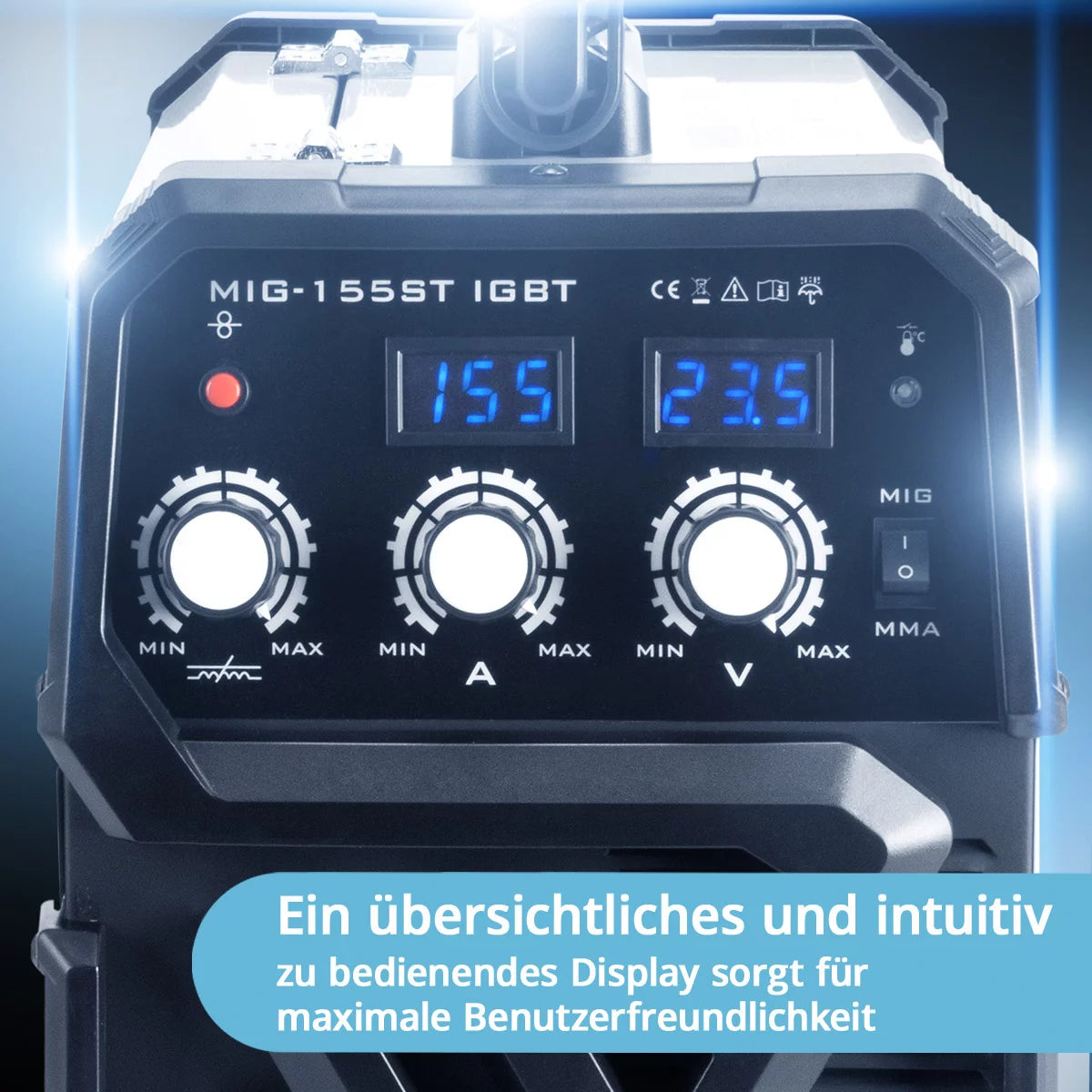 Soldadora STAHLWERK MIG MAG 155 ST IGBT con alimentación de hilo sinérgica y 155 amperios reales / soldadora de gas inerte con MMA / E-hand