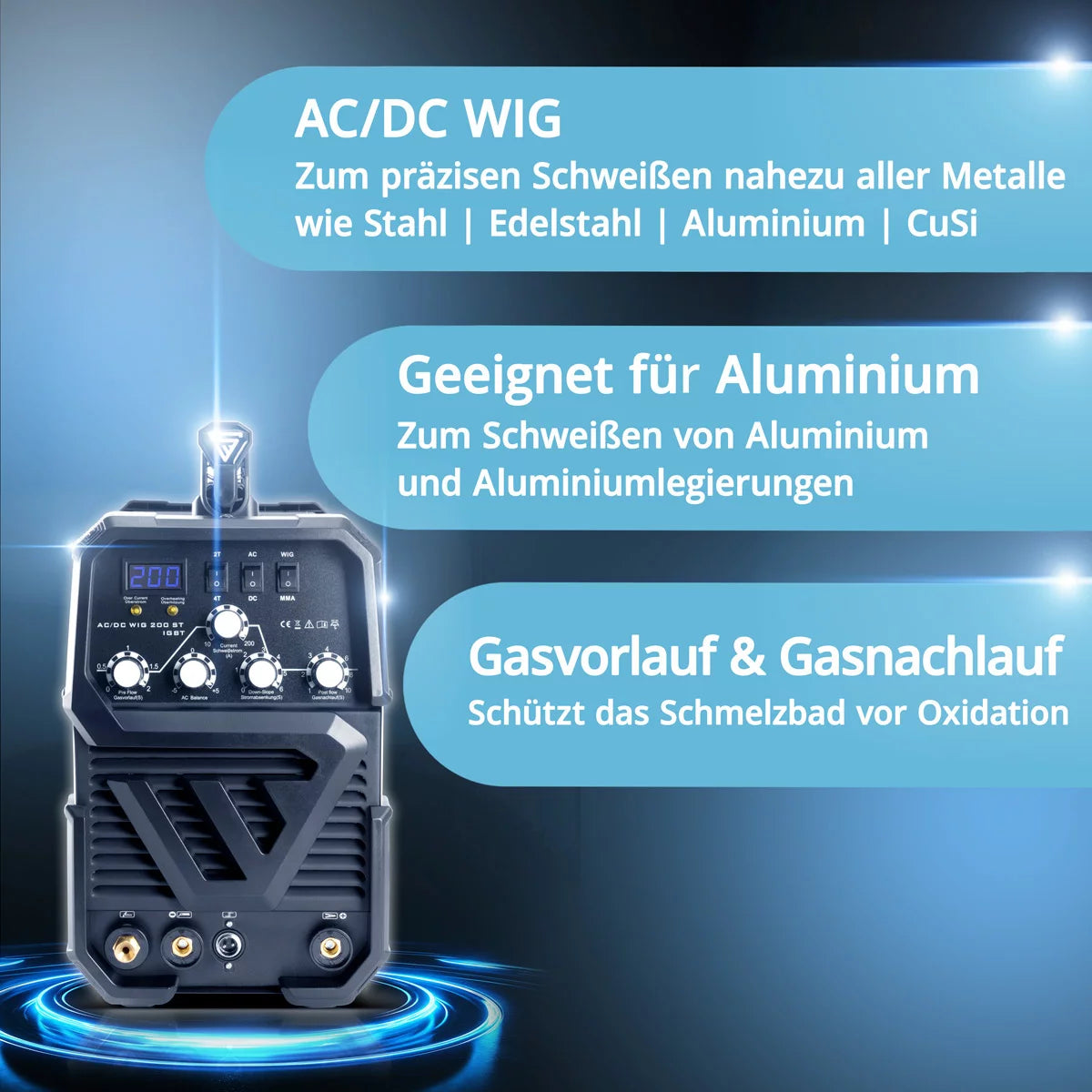 STAHLWERK welding machine AC/DC TIG 200 ST IGBT / combination welding machine / combination welding system with 200 A TIG & MMA, suitable for aluminum