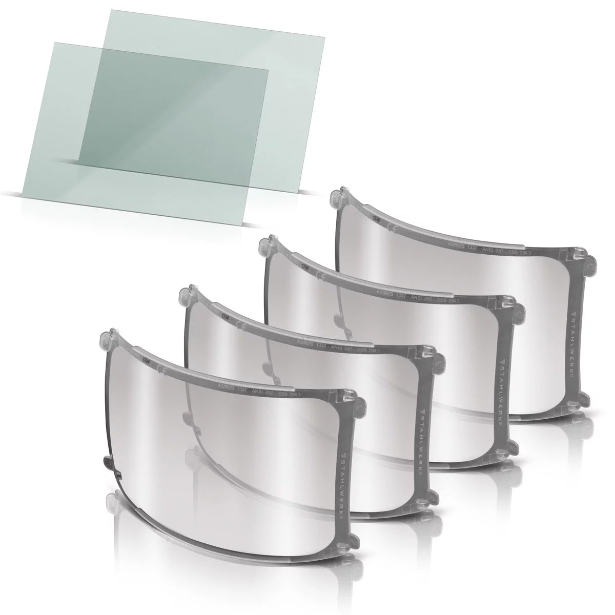 STAHLWERK Schweißhelm Vorsatzscheiben 6er Set, Innen-Ersatzgläser | Schweißschutzglas | Ersatzscheiben für Vollautomatik Schweißhelme | MASTER