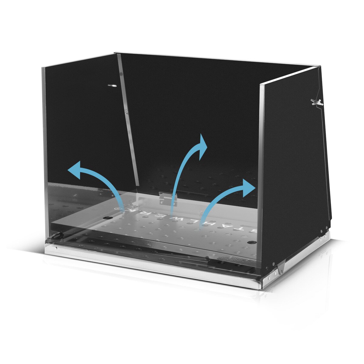 Accesorio para mesa de soldadura STAHLWERK SA-500 ST Cabina de soldadura móvil de 500 x 400 mm | Extensión de mesa de soldadura plegable para bancos de trabajo y mesas de montaje con placa perforada D16 para herramientas de sujeción