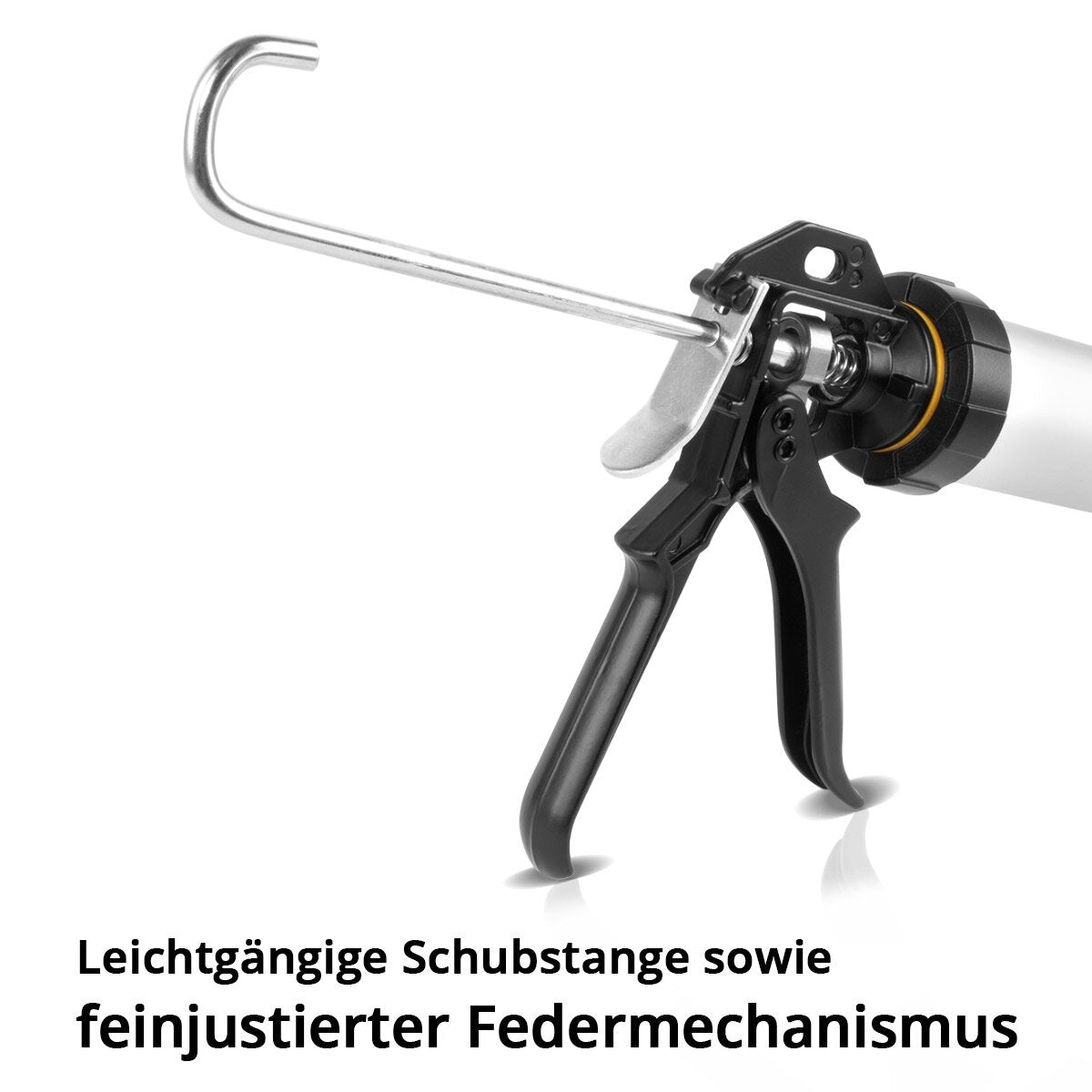 STAHLWERK Pistola de silicona SP-600 ST con espátula de silicona Prensa de cartucho de aluminio de 600 ml | Pistola para calafatear con raspador de silicona | Extractor de juntas | Alisador de articulaciones | removedor de silicona