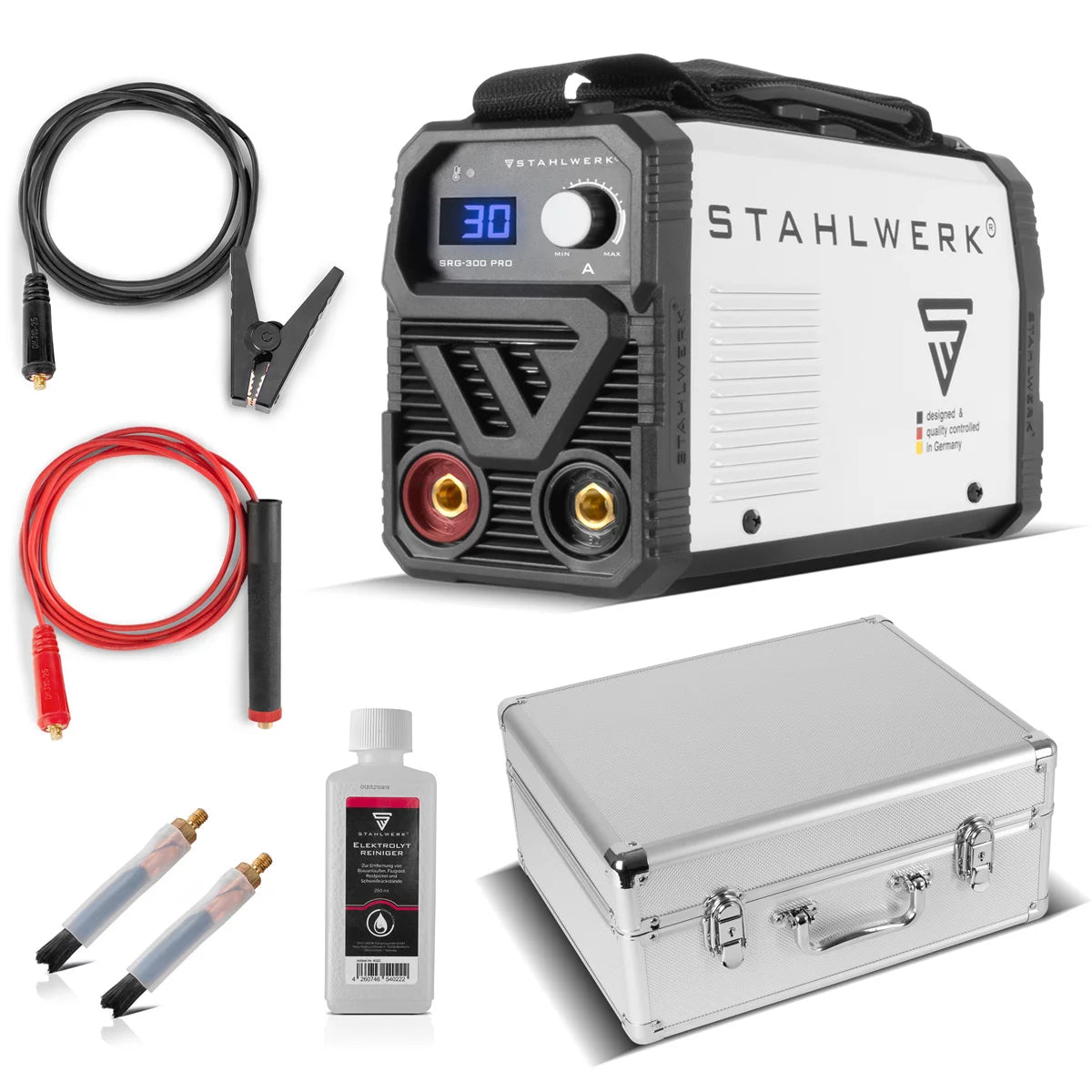 STAHLWERK SRG 300 Pro | Elektrochemisches Schweißnaht-Reinigungsgerät mit 10-30 A | Kompakt und leistungsstark | Elektrolyt -Schweißnaht-Beizgerät zu Passivierung und Schweißnahtveredelung