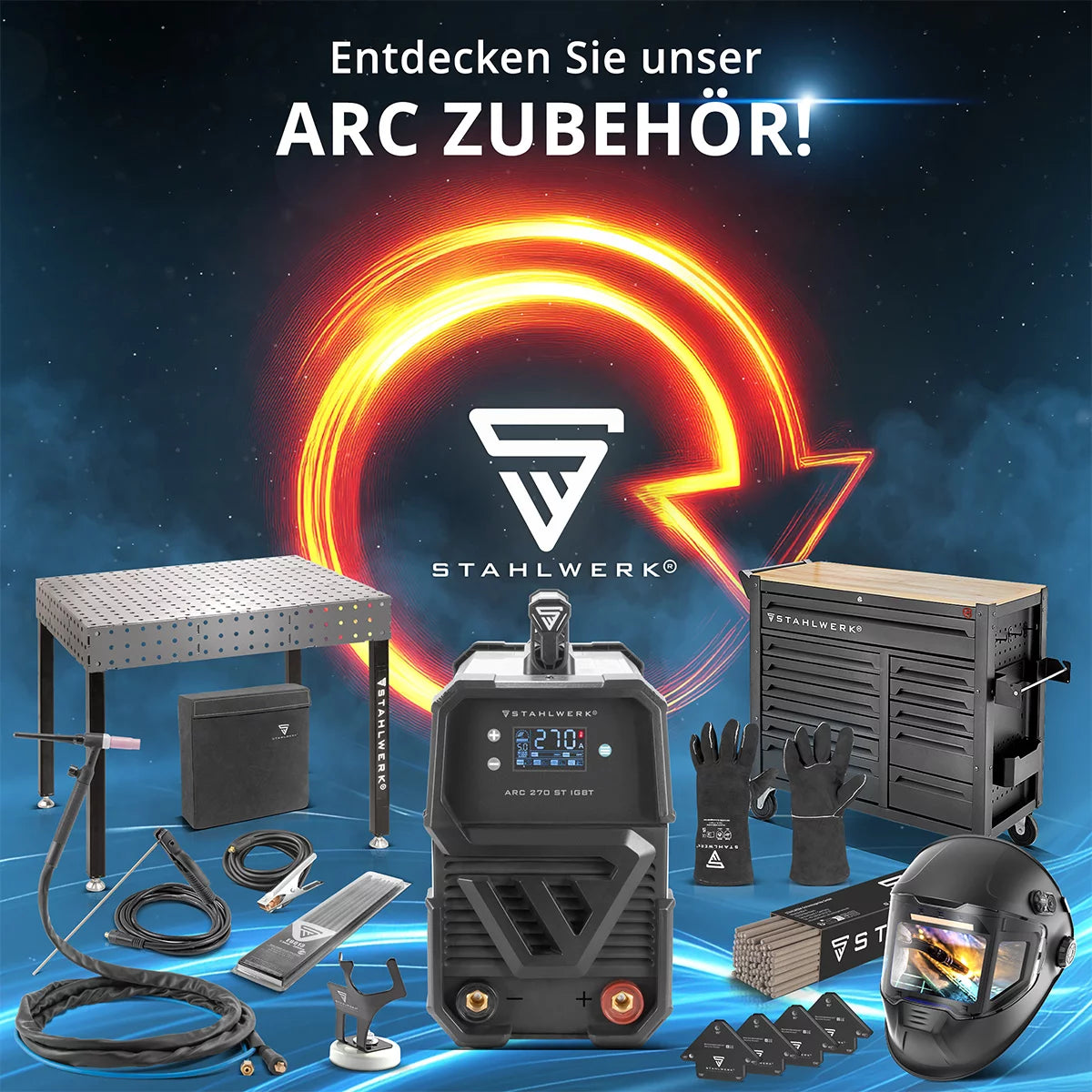 STAHLWERK Stabelektroden-Set mit wasserdichter Aufbewahrungsbox | Schweißstäbe AWS E6013 RR im Elektrodenköcher | 60 Elektroden Vorteilspack | 2,0 x 300 mm | 2,5 x 350 mm | 3,2 x 350 mm