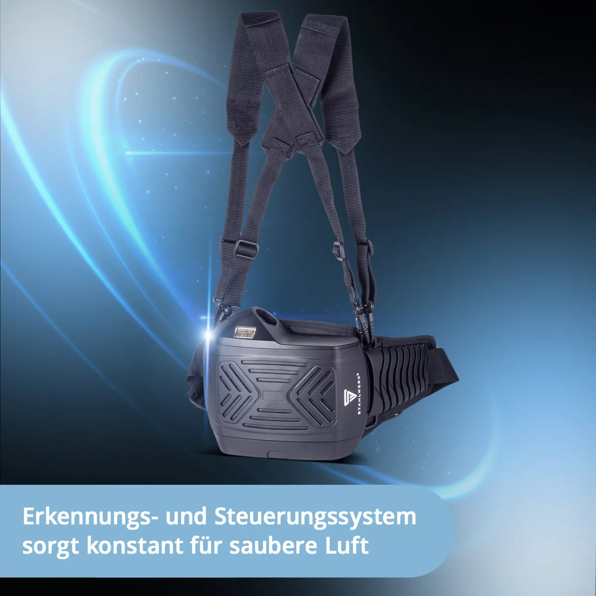 STAHLWERK 3-in-1 Automatik-Schweißhelm MASTER AIR | Schweißhelm mit Frischluftzufuhr | Bluetooth-Fernsteuerung | True-Colour-Farbwiedergabe | Abdunkelung DIN 4 bis DIN 14 | Optische Klasse 1/1/1/1