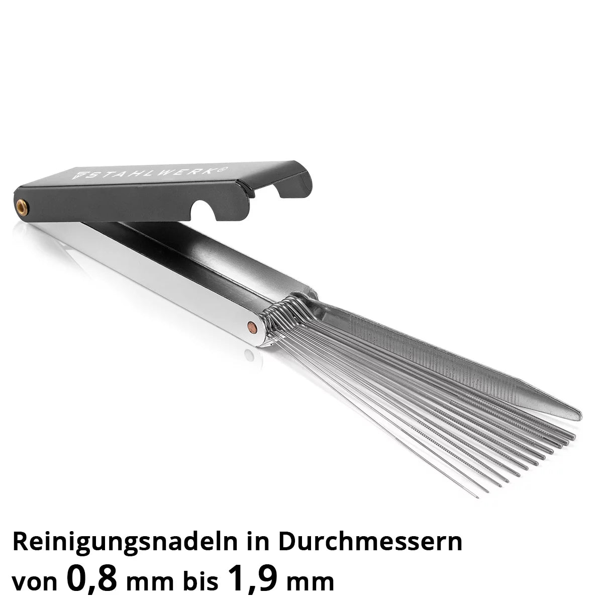 STAHLWERK MIG MAG Stromdüsen-Set | 20er Set Stromdüsen M6x25 0,9 mm |13-in-1 Düsenreiniger im Etui | Zubehör für AK15, MB15, AK14, MB14 | Reinigungs- und Verschleißteile-Set für MIG/MAG-Schweißbrenner