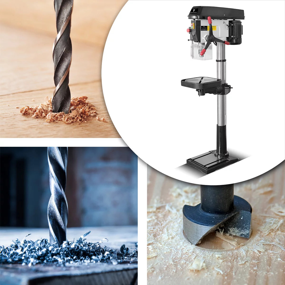 Taladradora de columna STAHLWERK BD-1500 ST | Potente taladro de columna de 1500 vatios para aficionados al bricolaje y la construcción metálica | Diámetro de perforación Ø 20 mm | 150 - 2.450 rpm | Mesa de perforación robusta y base de metal