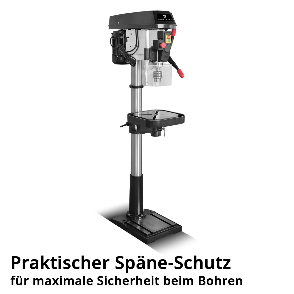 Taladradora de columna STAHLWERK BD-1500 ST | Potente taladro de columna de 1500 vatios para aficionados al bricolaje y la construcción metálica | Diámetro de perforación Ø 20 mm | 150 - 2.450 rpm | Mesa de perforación robusta y base de metal