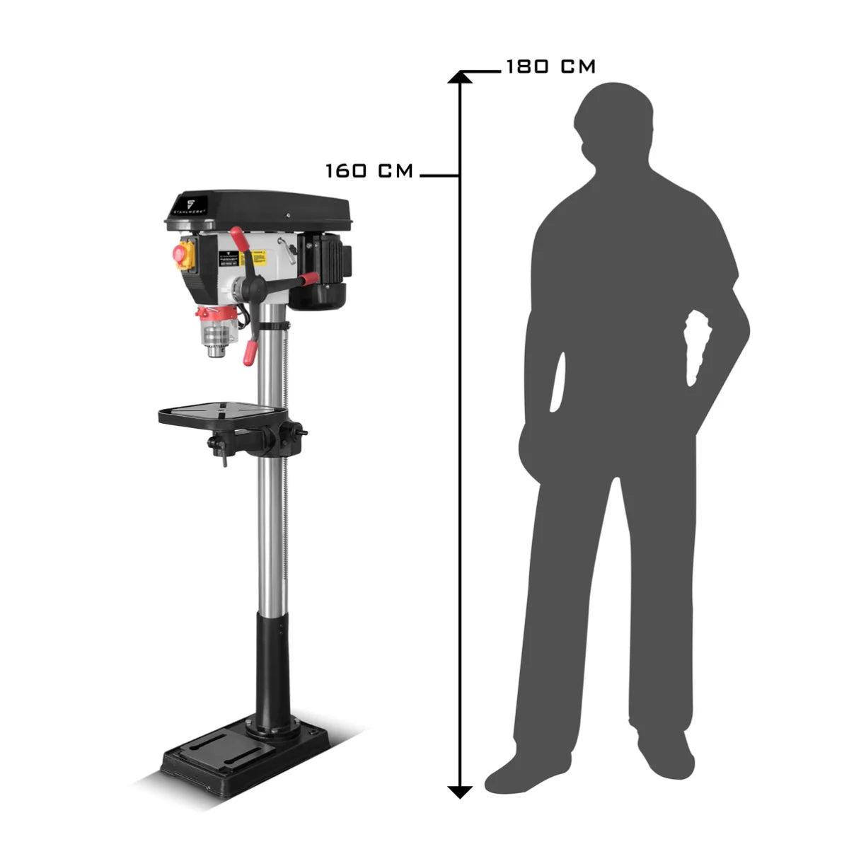 Taladradora de columna STAHLWERK BD-900 ST | Potente taladro de columna de 900 vatios para aficionados al bricolaje y la construcción metálica | Diámetro de perforación Ø 20 mm | 280 - 2.380 rpm | Mesa de perforación robusta y base de metal