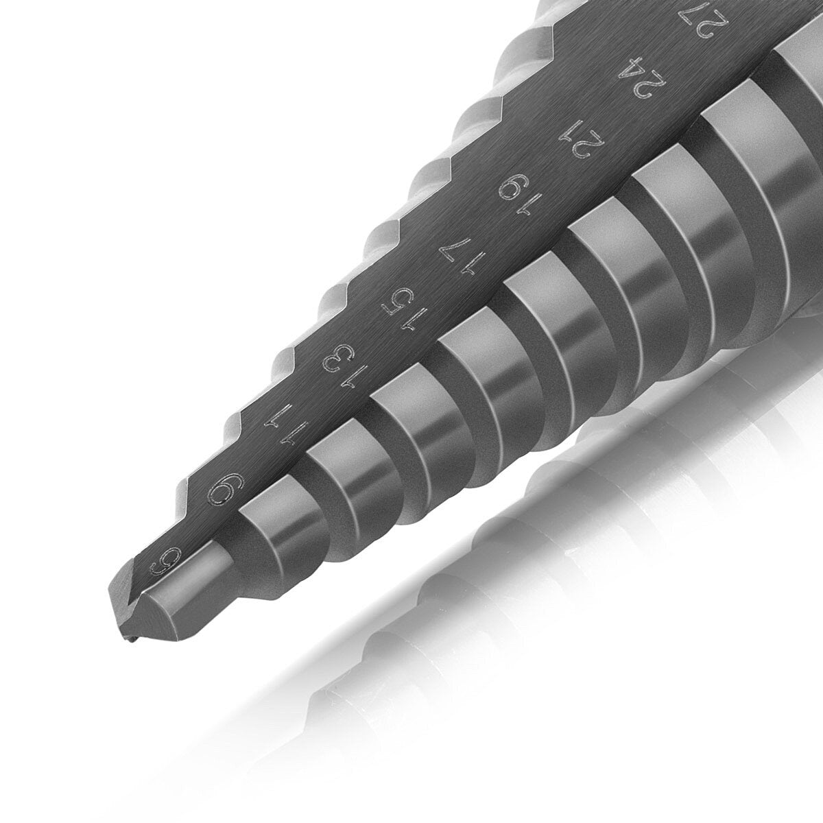STAHLWERK HSS step drill / cone drill set 5 pieces with TiAlN coating, countersunk drill / metal drill for precise drilling of alloyed and non-alloyed steels including plastic storage box