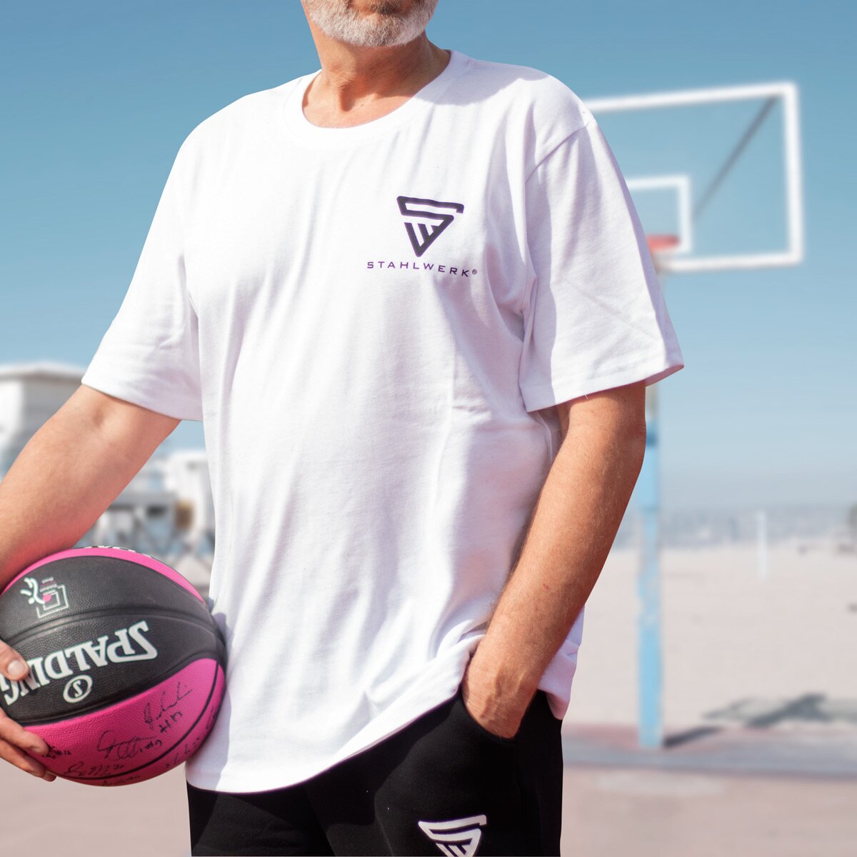 T-shirt STAHLWERK taglia M Maglietta a maniche corte con stampa del logo in 100% cotone