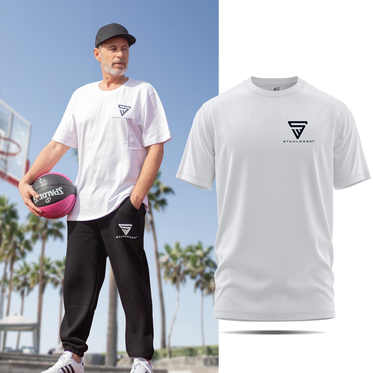 Camiseta STAHLWERK talla XXL camisa de manga corta con logo estampado confeccionada en 100% algodón