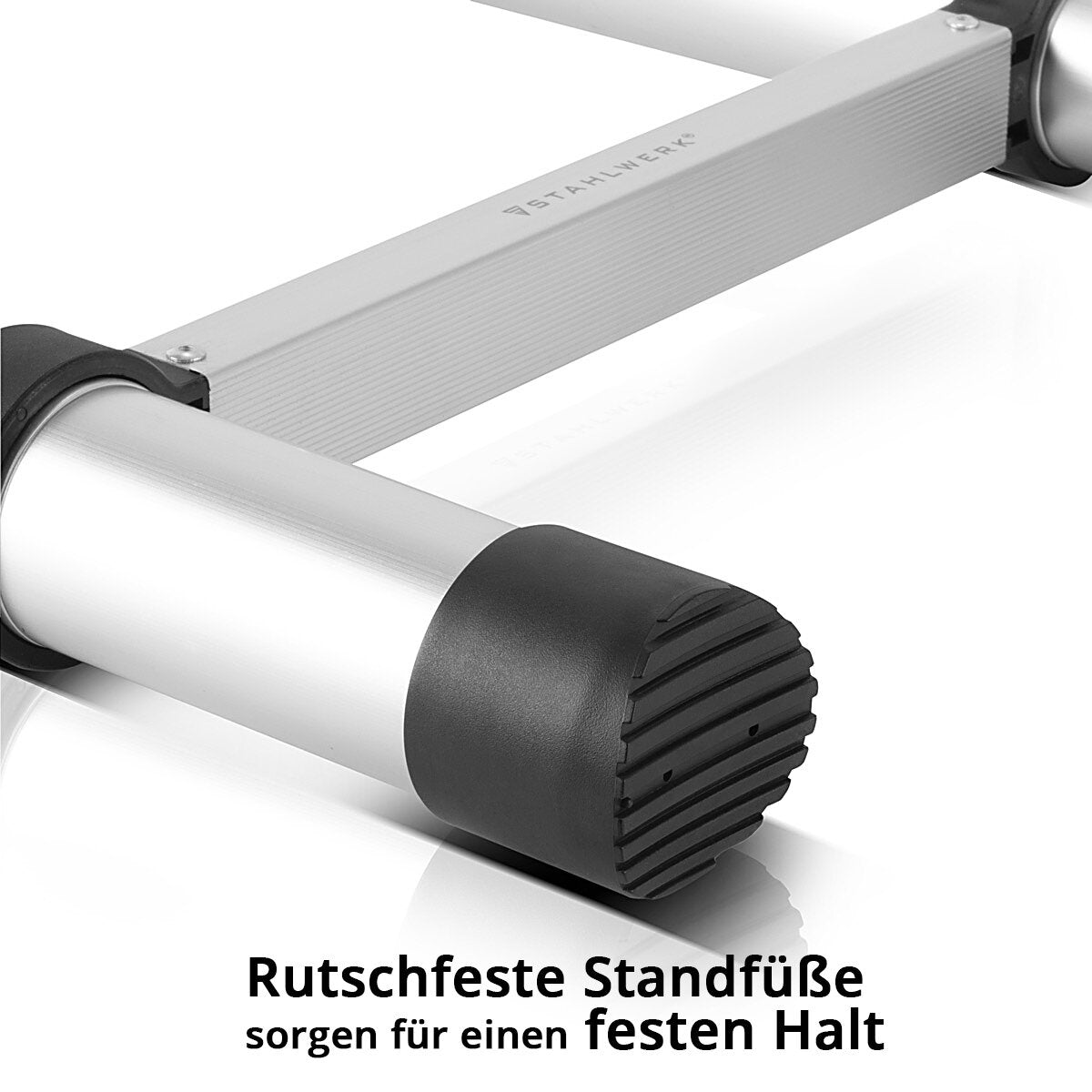 STAHLWERK telescopic ladder TL-260 ST with 150 kg load capacity and 2.60 m maximum length, extendable aluminum ladder | Leaning ladder | Rung ladder with non-slip rungs including 7-year manufacturer's guarantee