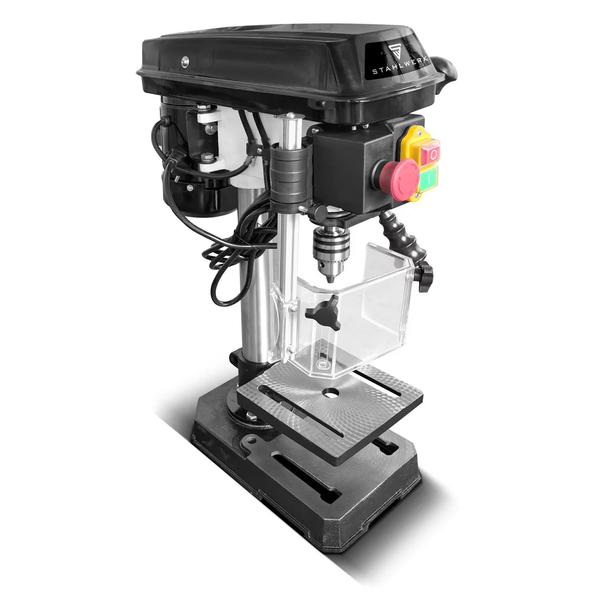 Taladradora de columna STAHLWERK BD-350 ST | Taladro de Banco Preciso 350W para Bricolaje, Construcción Metálica | Diámetro de perforación Ø 13 mm | 620 - 2.620 rpm | Mesa de perforación robusta y base metálica para mayor estabilidad.