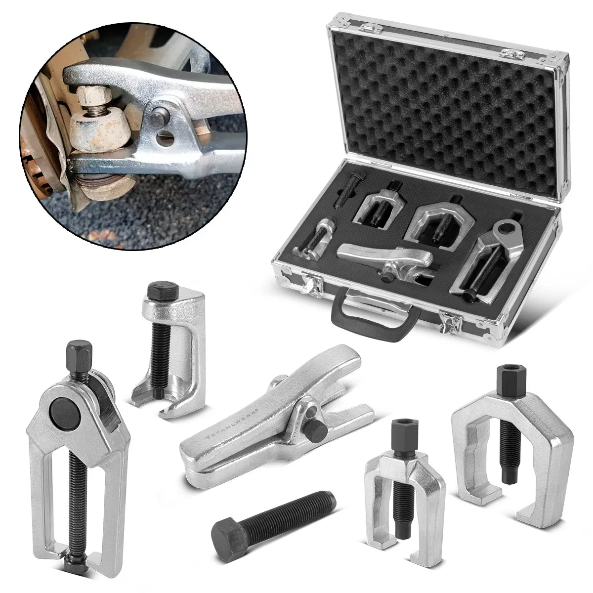 STAHLWERK Kit d'extracteur de rotule 5 pièces Extracteur de rotule | Extracteur de biellette de direction | Extracteur de goupilles de joint | Outil pour rotule | Outils spéciaux automobiles