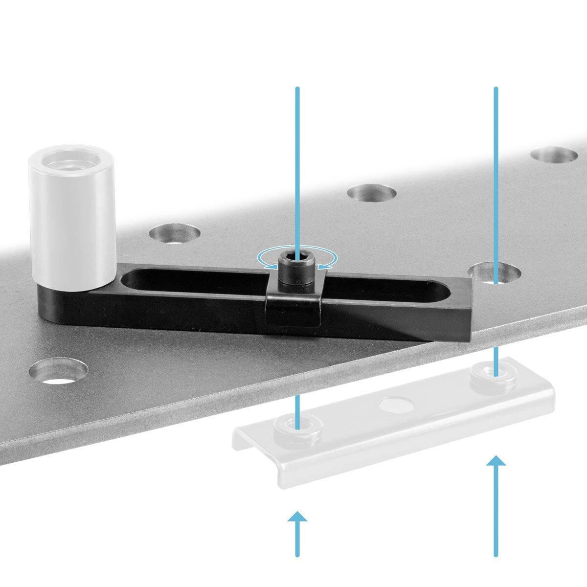 Tope variable STAHLWERK con imán de montaje - solución de fijación universal / ayuda de fijación para mesas de soldadura con sistema de orificios D22