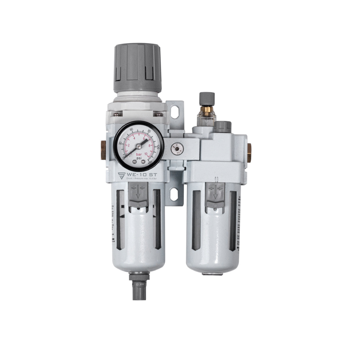 Unidad de mantenimiento de aire comprimido STAHLWERK WE-10 ST con engrasador hasta 10,5 bar para compresores de aire comprimido