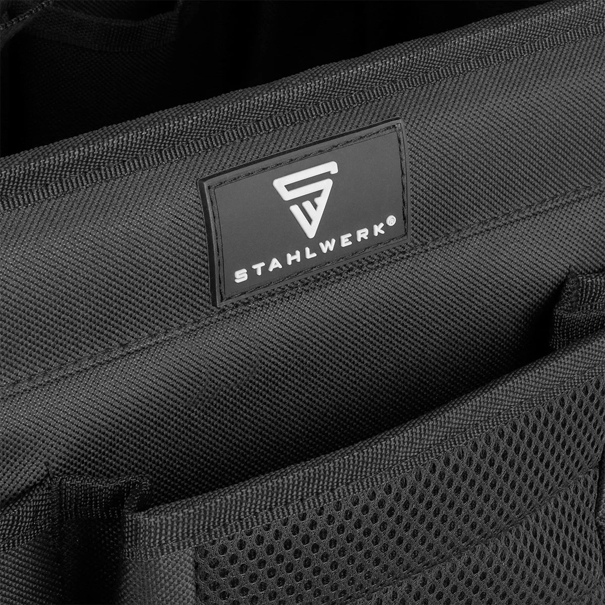 STAHLWERK Werkzeugtasche | 11 Aussen- und 10 Innentaschen | Robuste Installateur-Tasche | Tragbarer Werkzeugkoffer | Montagetasche mit Tragegriff und Schultergurt | Strapazierfähiges Polyester-Gewebe