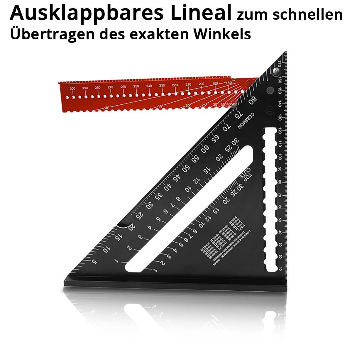 Triangle d'angle STAHLWERK avec butée rapporteur en aluminium | Essayez le triangle carré | angle du charpentier | Équerre multifonctionnelle pour mesurer, marquer, marquer et dessiner avec précision