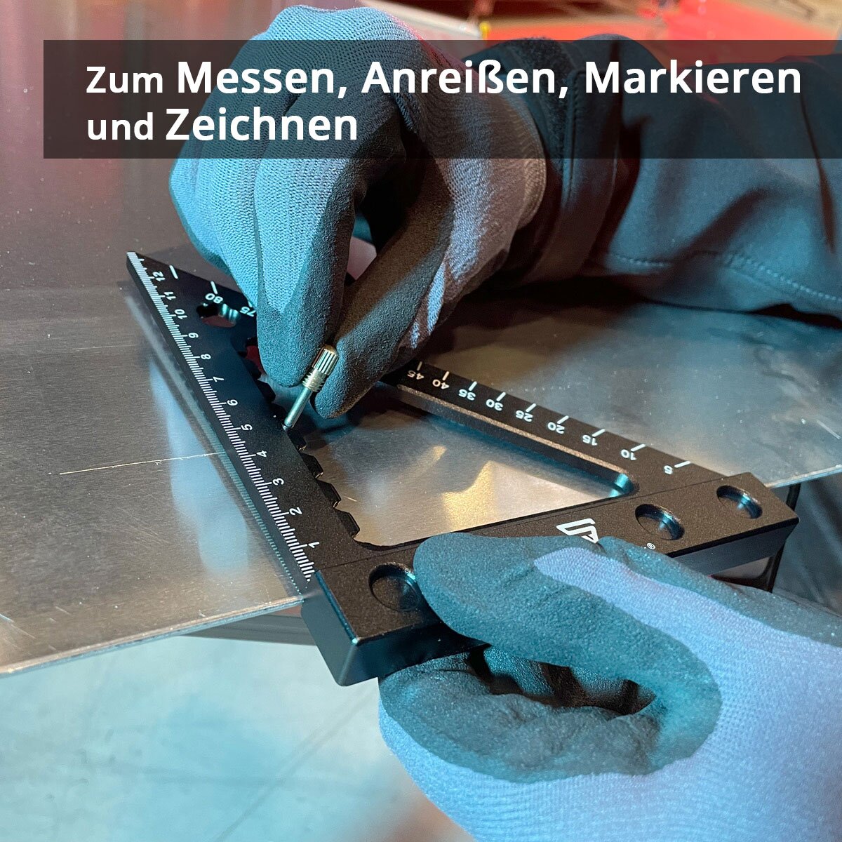 Triangle d'angle STAHLWERK avec butée et aiguille de marquage, règle d'angle métrique en aluminium Essayez le triangle carré | Équerre de menuisier pour mesurer, marquer, marquer et dessiner avec précision