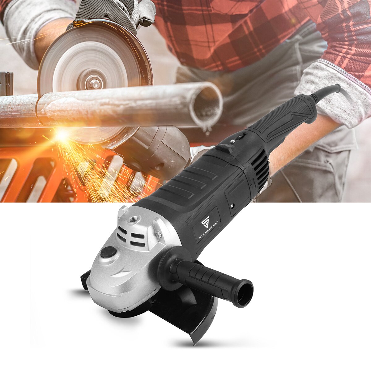 STAHLWERK Winkelschleifer WS-2600 ST mit 2.600 W und 2.800 - 6.500 U/min für ⌀230 mm Schleif- und Trennscheiben elektrischer Trennschleifer | Trennschneider | Schleifmaschine