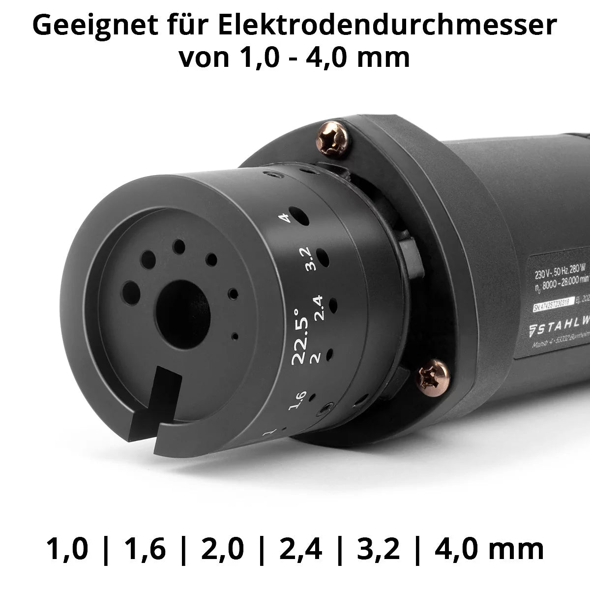 STAHLWERK tungsten grinder WS-28 ST with 280 W and 800 - 28,000 rpm TIG electrode grinder | Tungsten grinder | Electrode sharpener for sharpening 1.0 - 4.0 mm tungsten electrodes