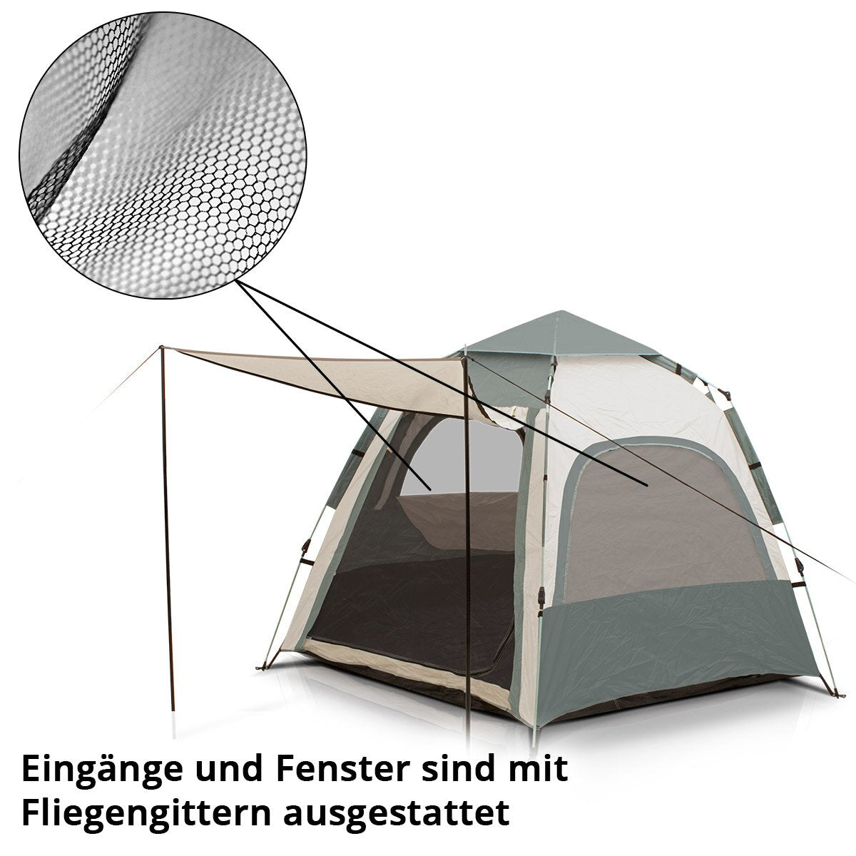 STAHLWERK camping tent Z-273 ST 273 x 273 cm self-assembly pop-up tent | Pop-up tent | Igloo tent | folding tent | Dome tent | Trekking tent | Tent for 3-4 people including transport bag