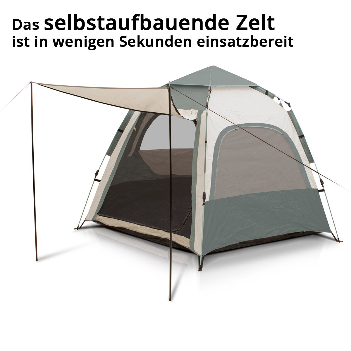 STAHLWERK camping tent Z-273 ST 273 x 273 cm self-assembly pop-up tent | Pop-up tent | Igloo tent | folding tent | Dome tent | Trekking tent | Tent for 3-4 people including transport bag