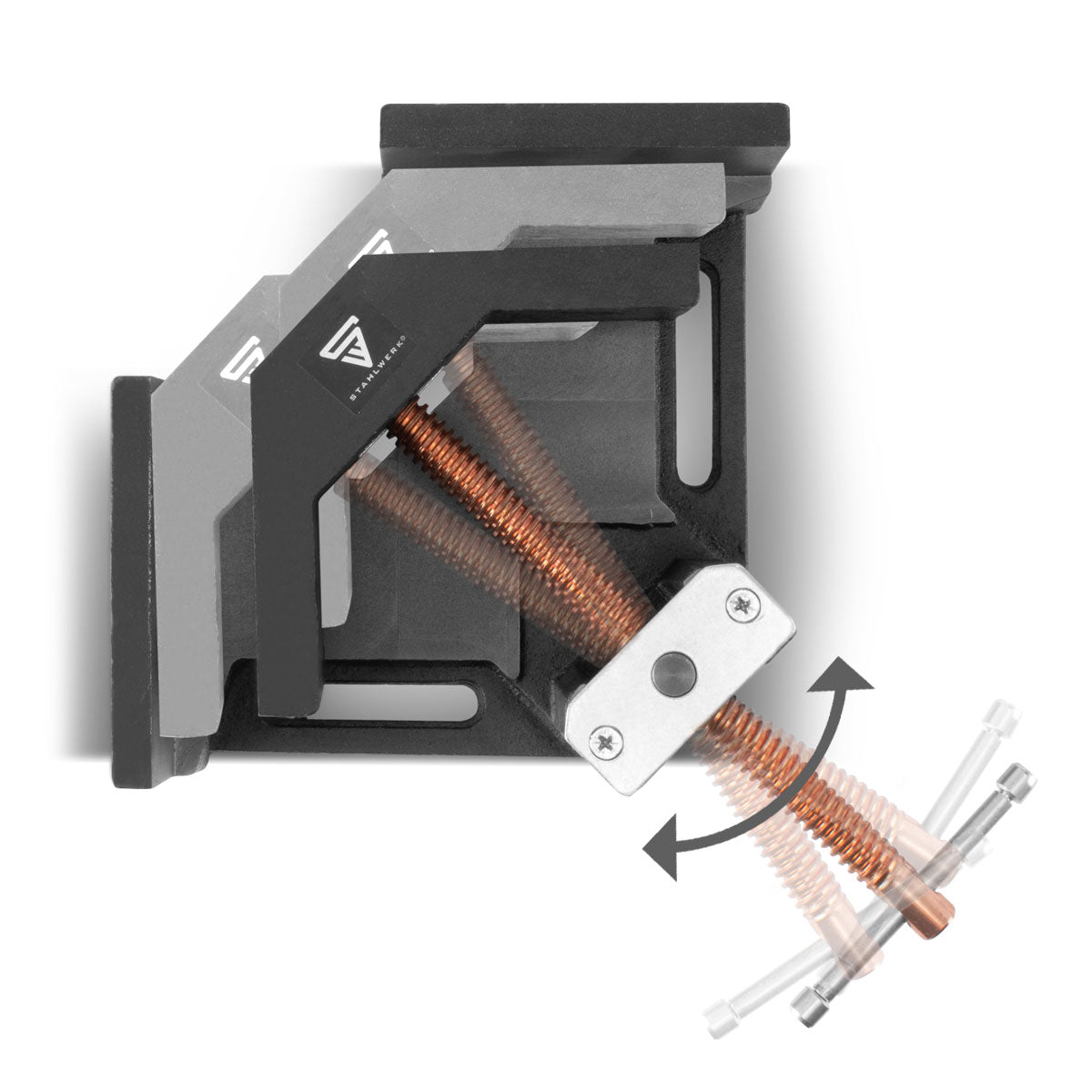 Abrazadera angular para soldadura STAHLWERK WK-100 ST / abrazadera angular con mordaza de 100 mm de ancho para fijar piezas de trabajo en un ángulo de 90°