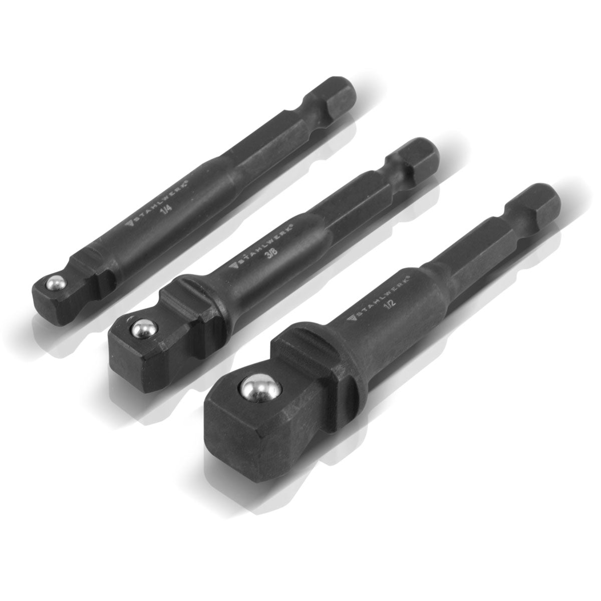 STAHLWERK 3-piece socket wrench adapter set made of chrome-molybdenum with ball lock suitable for cordless screwdrivers and drills