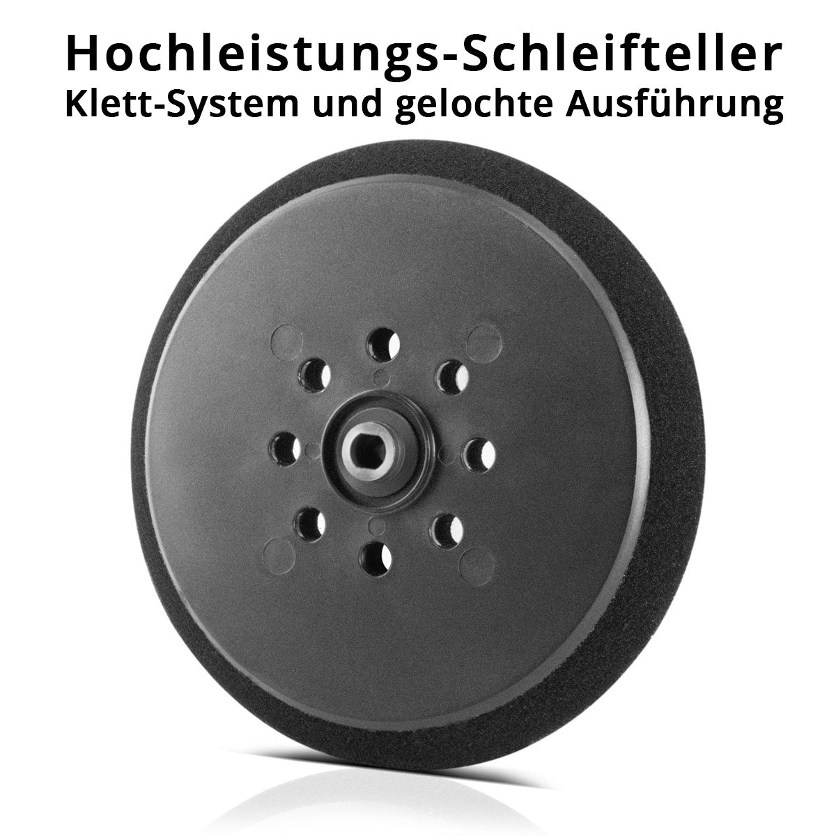 Plato abrasivo/disco abrasivo universal de alto rendimiento STAHLWERK de 225 mm, versión perforada con sistema de velcro y soporte M6 para lijadoras de yeso