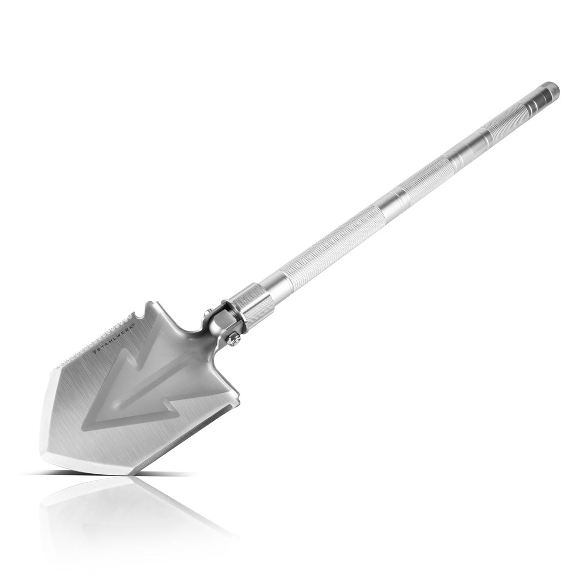 STAHLWERK Multitool / Multifunktionswerkzeug / Outdoor Survival Kit mit Klappspaten, Multifunktions-Messer, Säge, Notfallhammer und Signalpfeife mit Feuerstahl