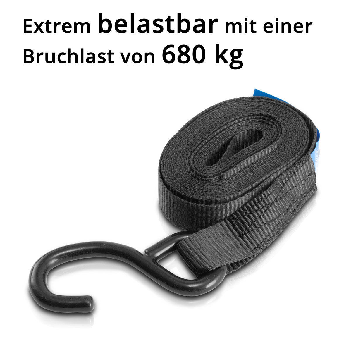 STAHLWERK tension straps with ratchet + hook ZG-800 ST 400 kg tensile load set of 4 / tension strap / lashing strap / ratchet strap with 4.57 m length and a breaking load of 680 kg