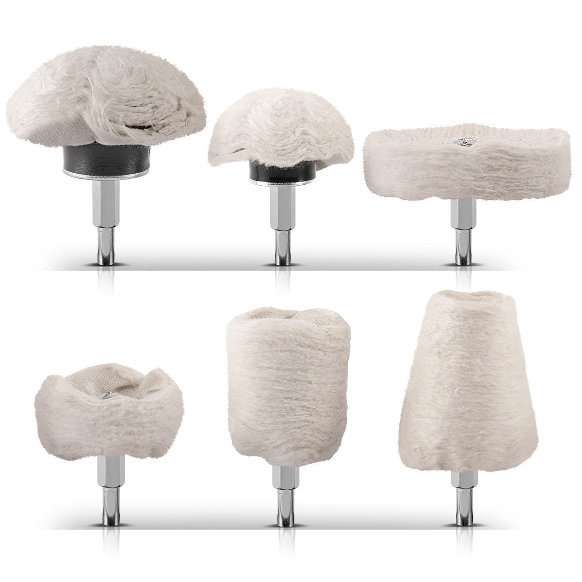 STAHLWERK set of 6 universal polishing heads PS-6 ST for cordless and electric drills made of high-quality flannel for polishing work on metal, stone, wood, glass and plastic