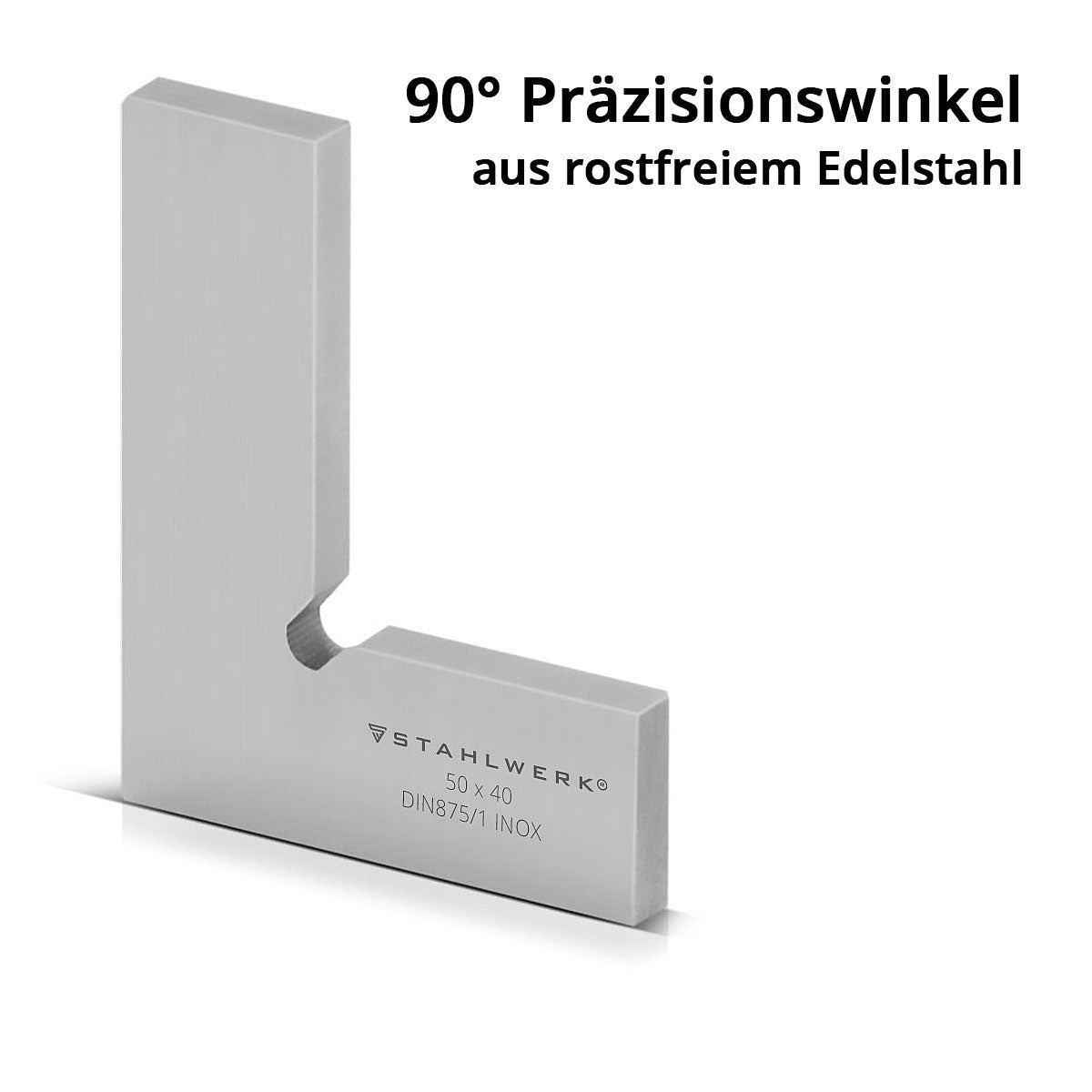 STAHLWERK ángulo plano 90° 50 x 40 mm DIN 875/1 ángulo de control / escuadra de cerrajería / escuadra de tope / escuadra de precisión de acero inoxidable