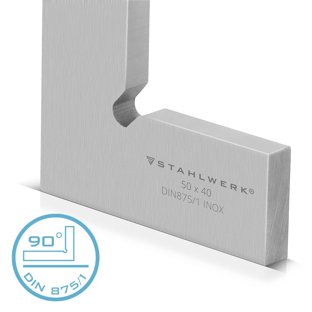STAHLWERK ángulo plano 90° 50 x 40 mm DIN 875/1 ángulo de control / escuadra de cerrajería / escuadra de tope / escuadra de precisión de acero inoxidable