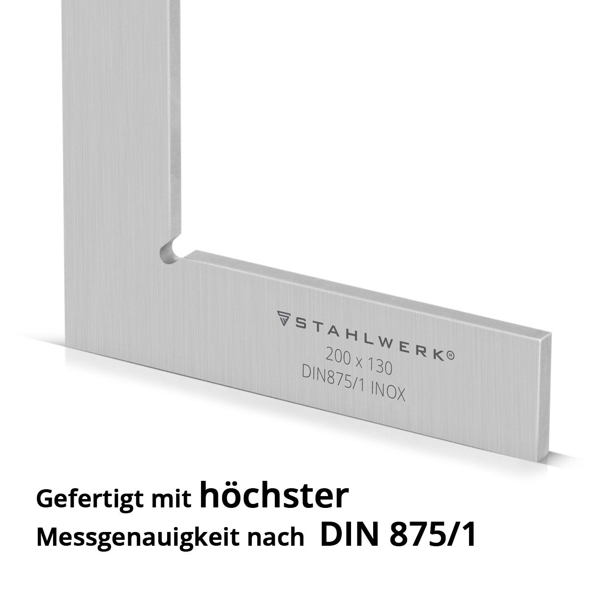 STAHLWERK angle plat 90° 200 x 130 mm DIN 875/1 angle de contrôle / angle de serrurier / angle d'arrêt / angle de précision en acier inoxydable