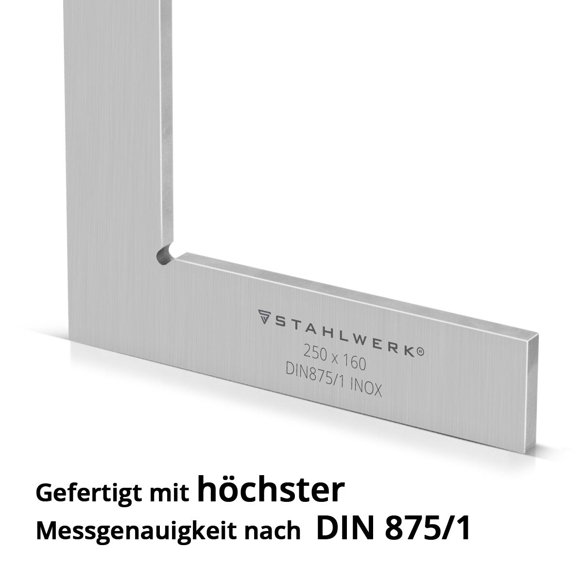 STAHLWERK angle plat 90° 250 x 160 mm DIN 875/1 angle de contrôle / angle de serrurier / angle d'arrêt / angle de précision en acier inoxydable