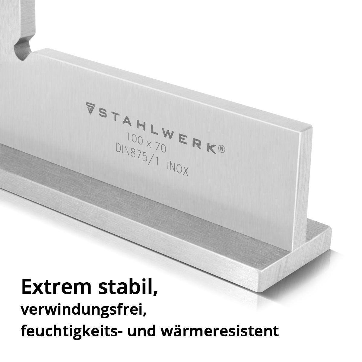 STAHLWERK stop square 90° 100 x 70 mm DIN 875/1 locksmith square / angle stop / precision square made of stainless steel