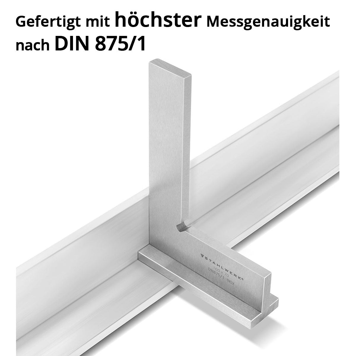 STAHLWERK stop square 90° 100 x 70 mm DIN 875/1 locksmith square / angle stop / precision square made of stainless steel