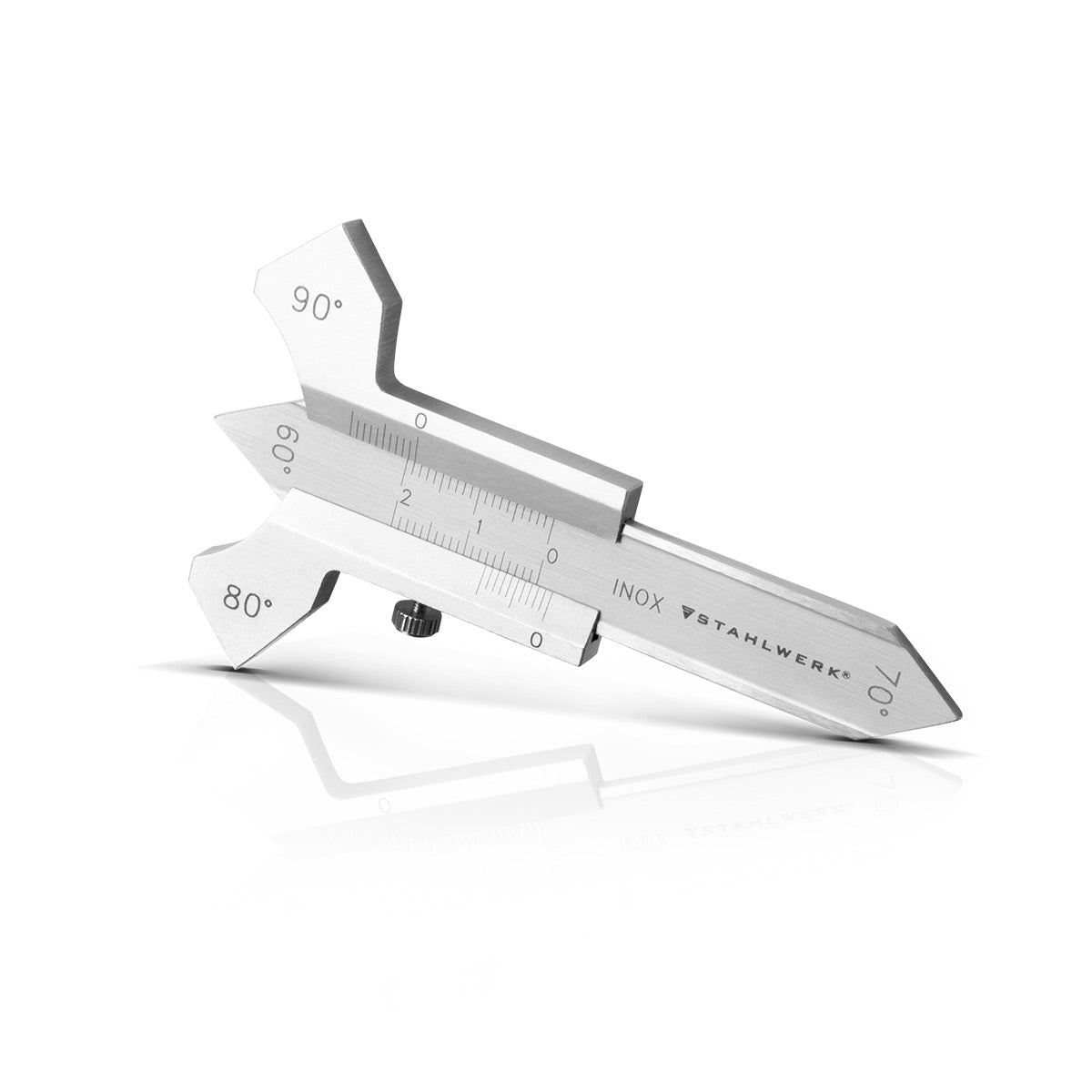 Jauge de cordon de soudure STAHLWERK Jauge de mesure 0-20 mm pour cordons de soudure avec curseur en acier inoxydable trempé dans un étui en cuir synthétique