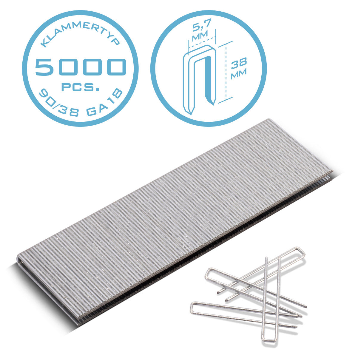 Agrafes STAHLWERK type 90 (1,25 x 1,0 mm) d'une longueur de 38 mm en jeu de 5000 | agrafes | Agrafes pour agrafeuses manuelles, agrafeuses à air comprimé et agrafeuses électriques