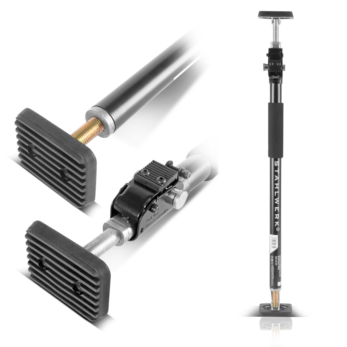 STAHLWERK assembly support / construction support MH-115 ST 66-115 cm, 40 kg load capacity, robust door tensioner / telescopic support / clamping support